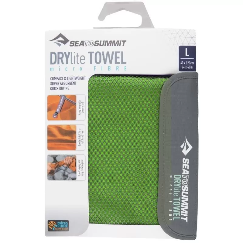 Serviette Microfibre Sea To Summit Drylite Towel L 60x120 Verte 4 Serviette Microfibre Sea To Summit Drylite Towel L 60x120 Verte – Image 2